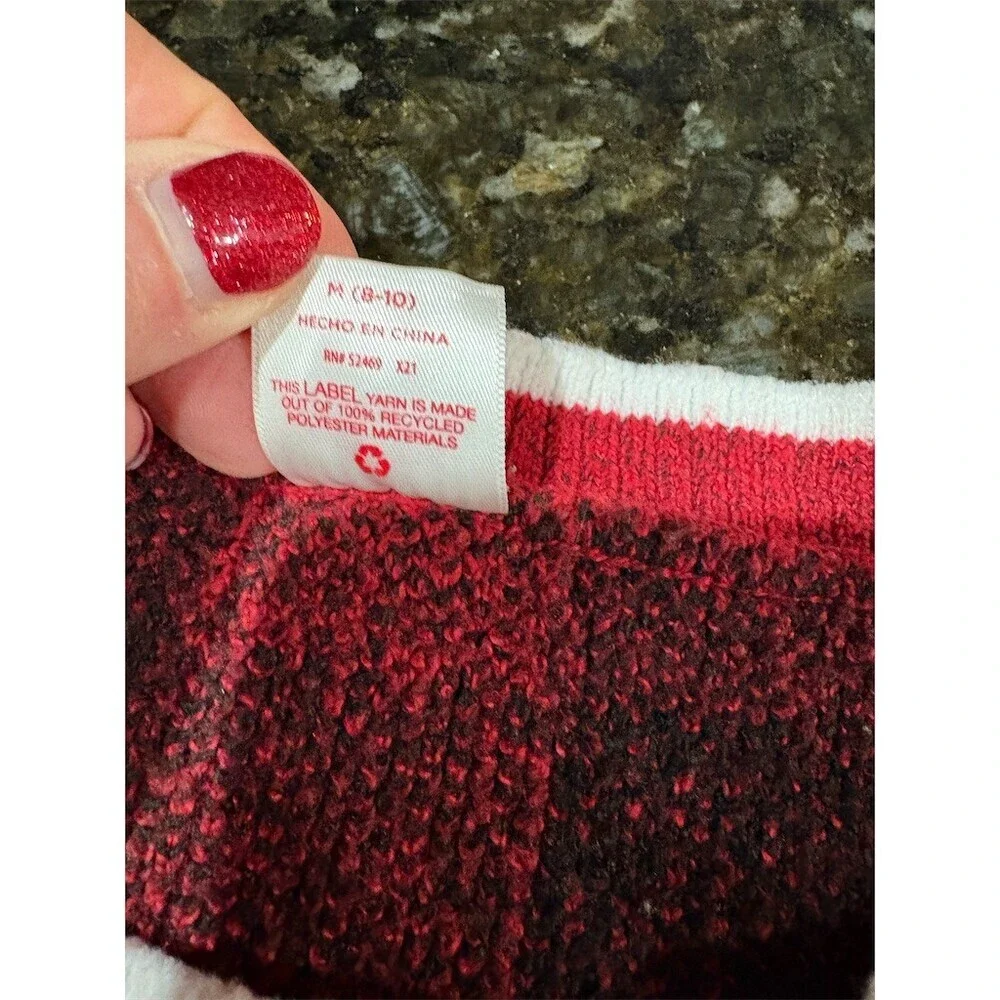 Holiday Time Sweater Womens Size M Red Black Buffalo Plaid Merry & Bright
